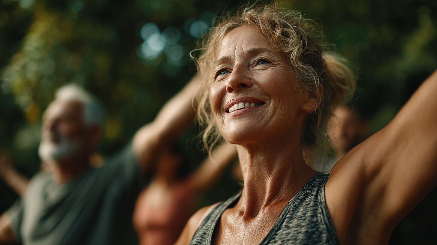 Щаслива родина займається фітнесом разом на свіжому повітрі